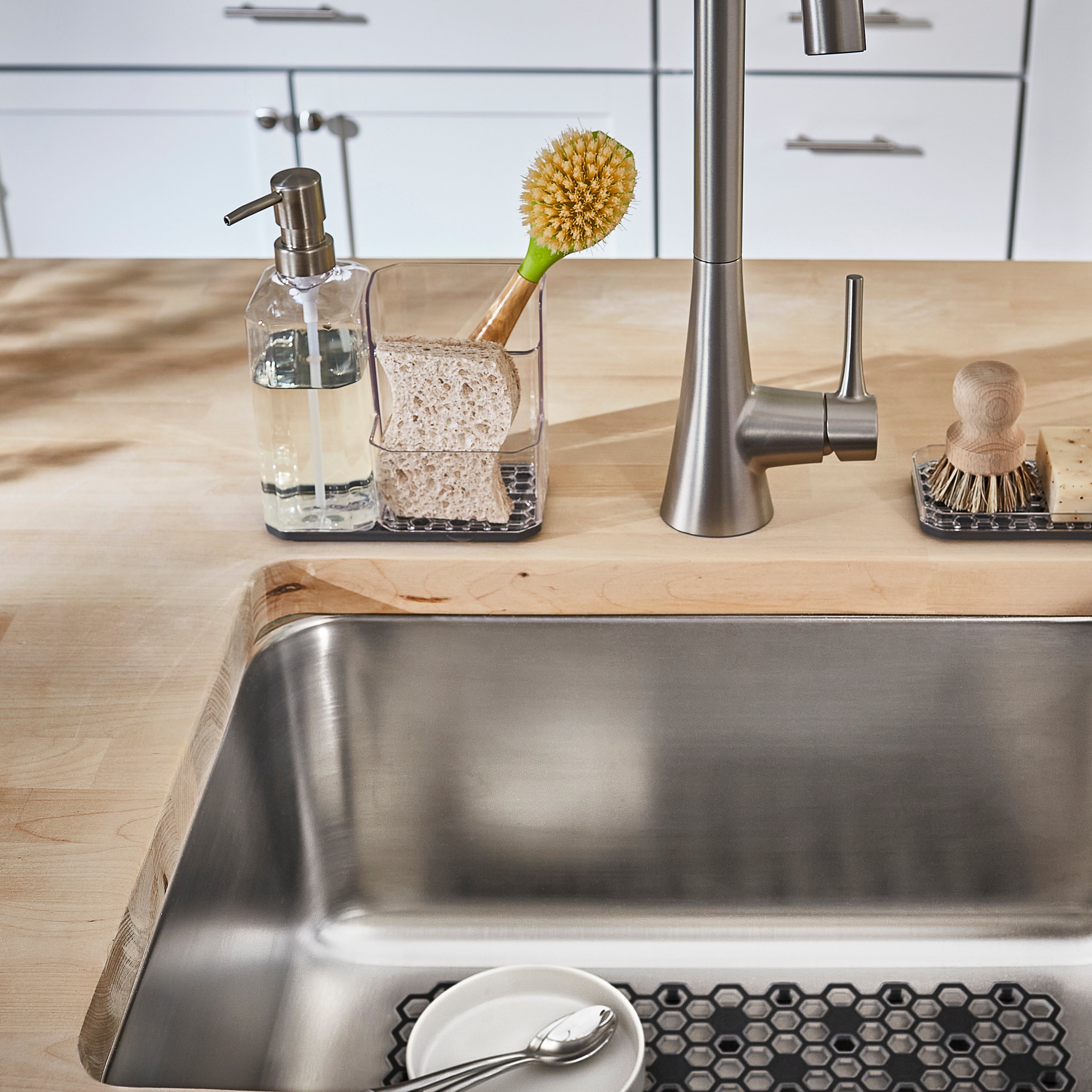 Sink Sponge Brush Organizer with Dispenser - Image 2