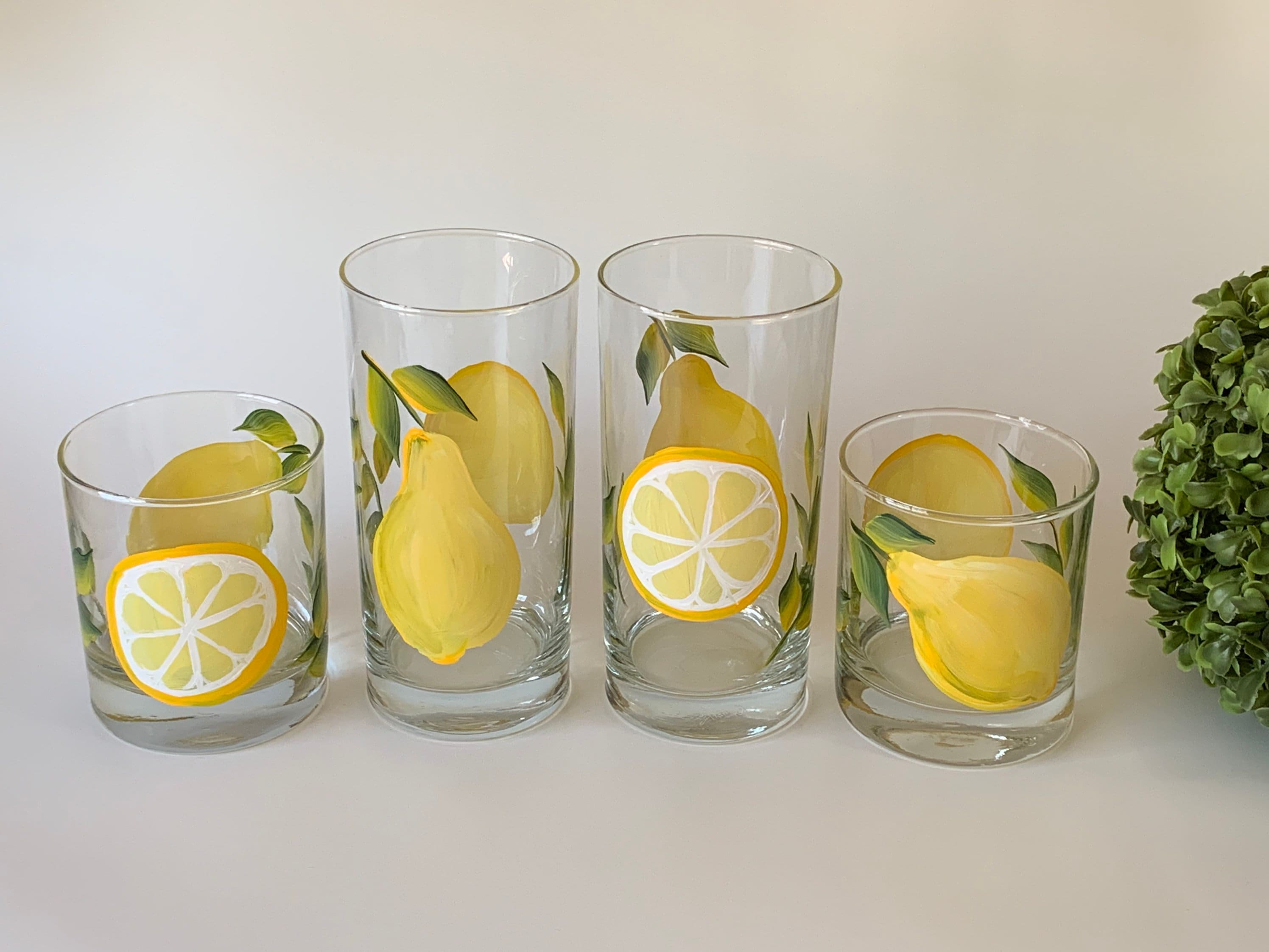 Lemon-Pattern Glass Pitcher and Drinking Glass Set - Image 7