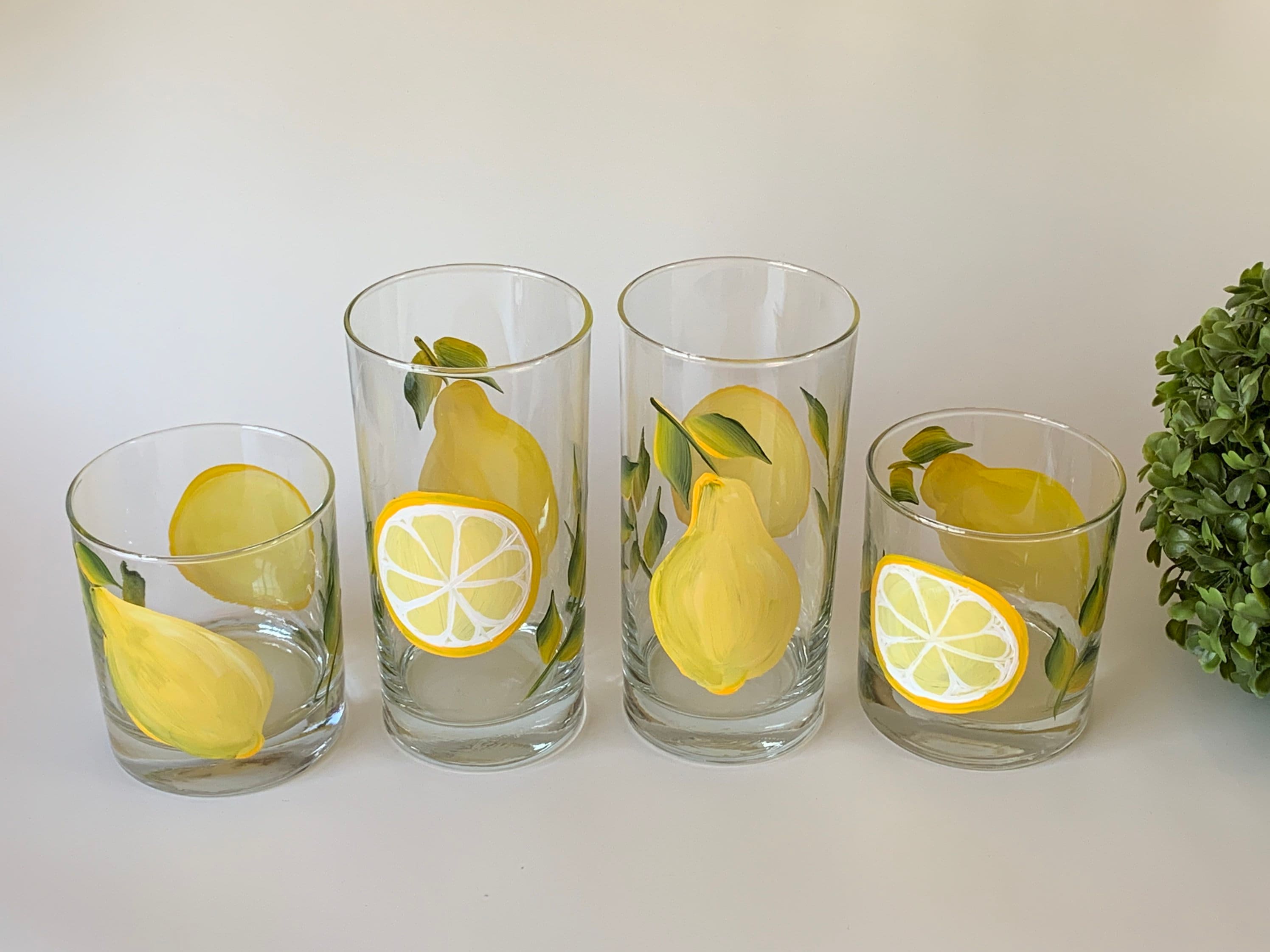 Lemon-Pattern Glass Pitcher and Drinking Glass Set - Image 5