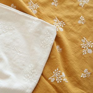 Embroidered Cotton Rectangle Tablecloth, White, Yellow, Blue or Pink Table Cover