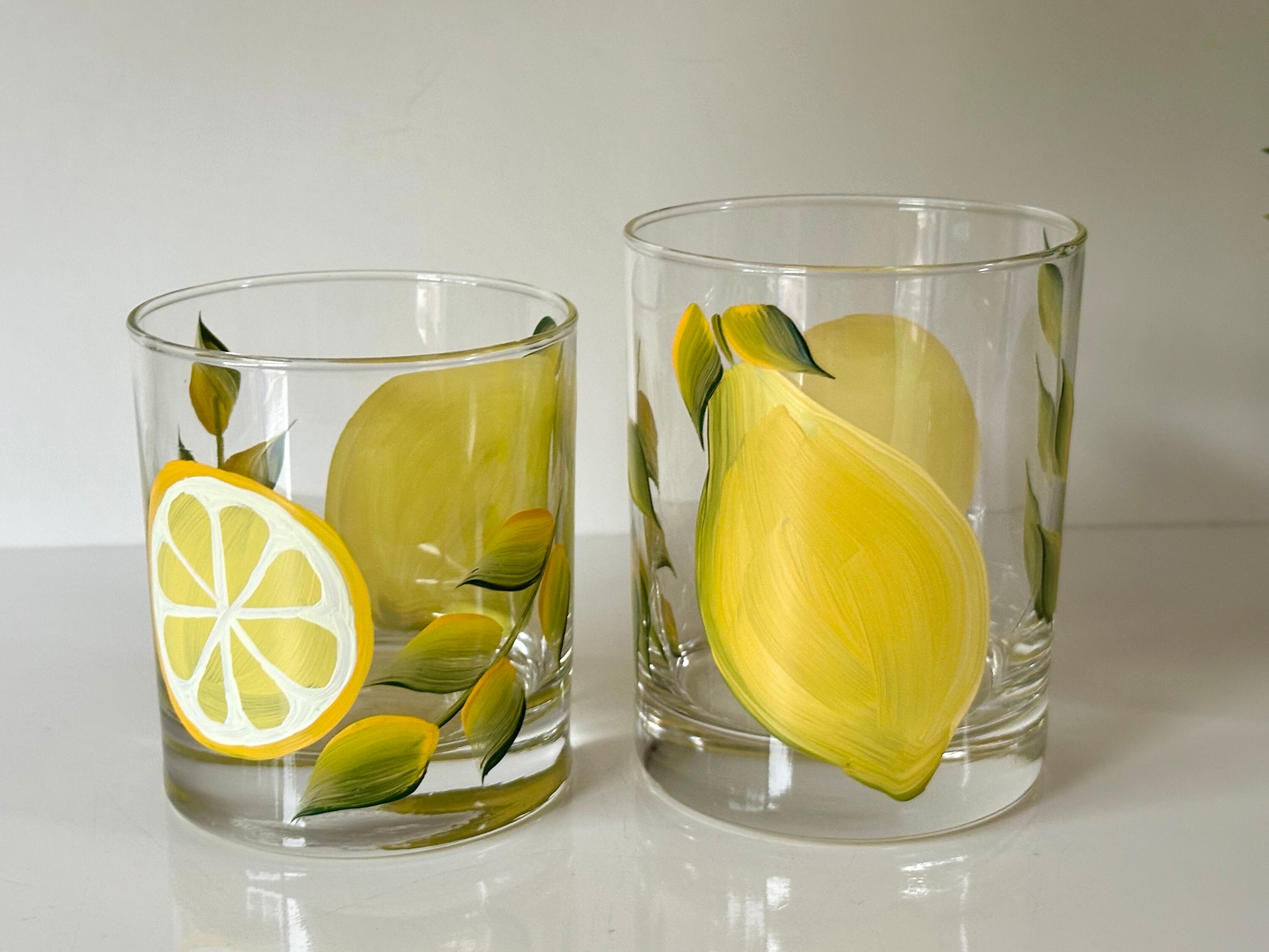 Lemon-Pattern Glass Pitcher and Drinking Glass Set - Image 9