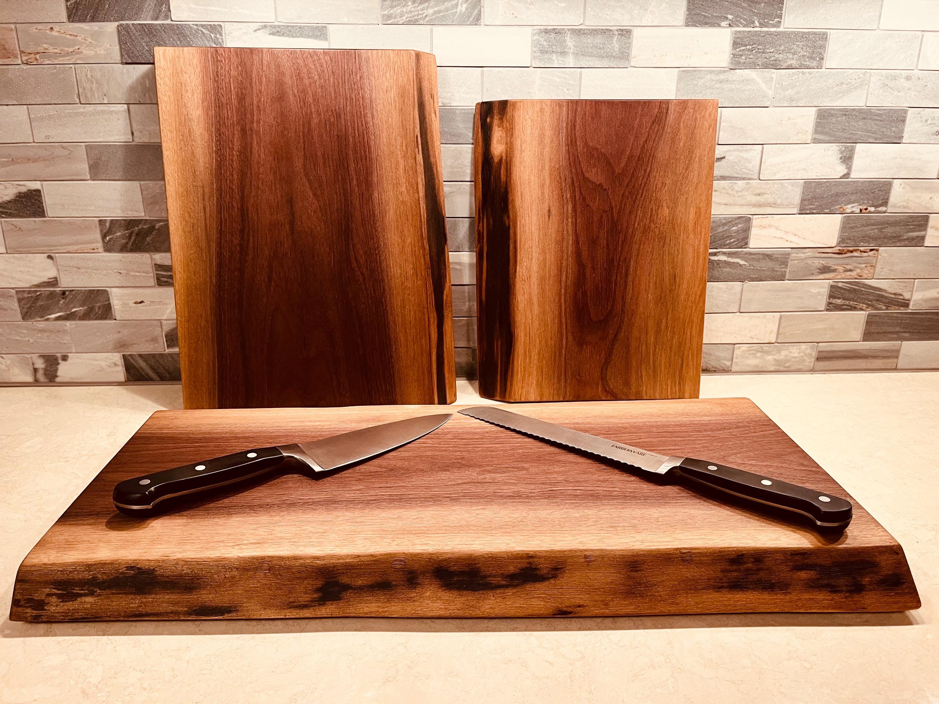 Live-Edge Walnut One-Piece Solid Hardwood Cutting Board and Serving Tray