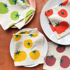 Flour Sack Cotton Napkins with Tomato Print, Singles or Sets