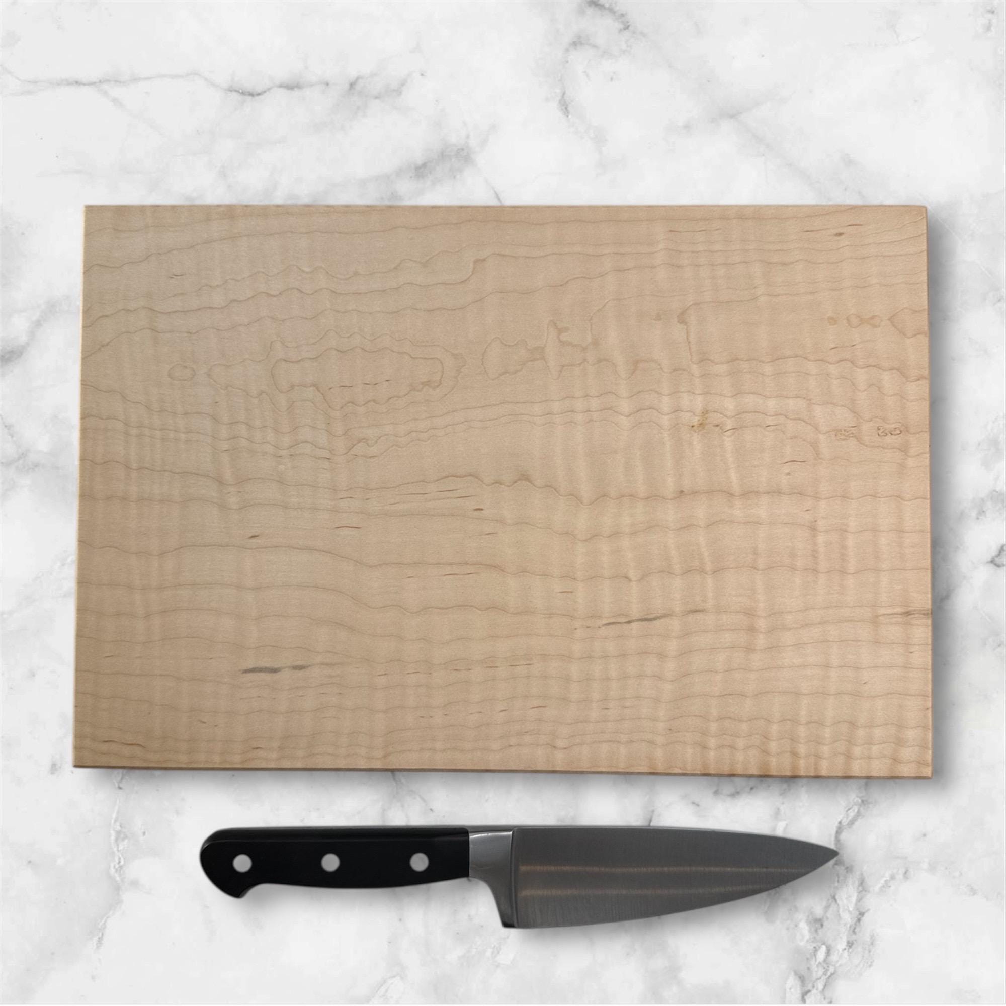Curly Maple One-Piece Solid Hardwood Cutting Board and Serving Tray