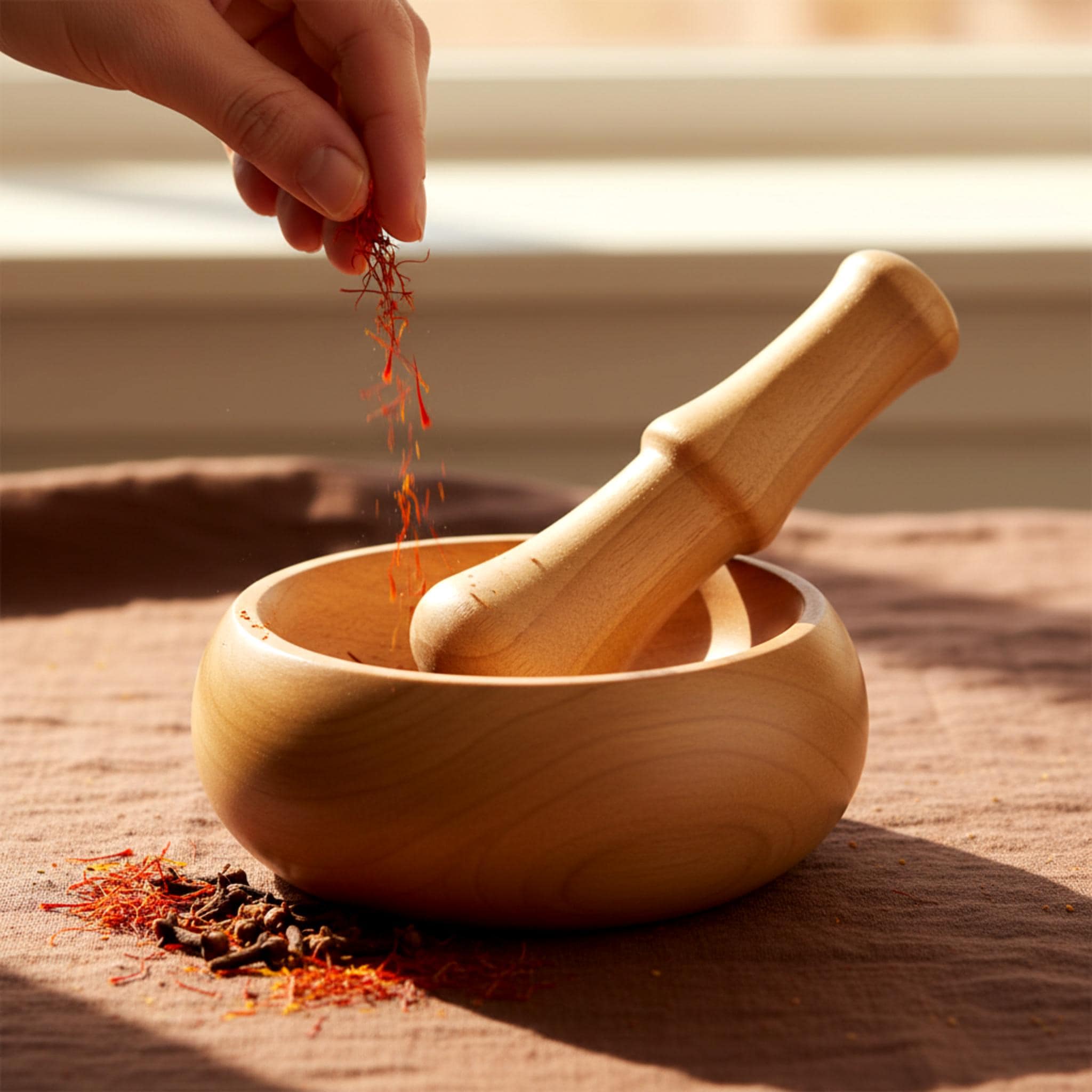 Wooden Mortar and Pestle Set, Solid Wood Spice and Herb Grinder - Image 2