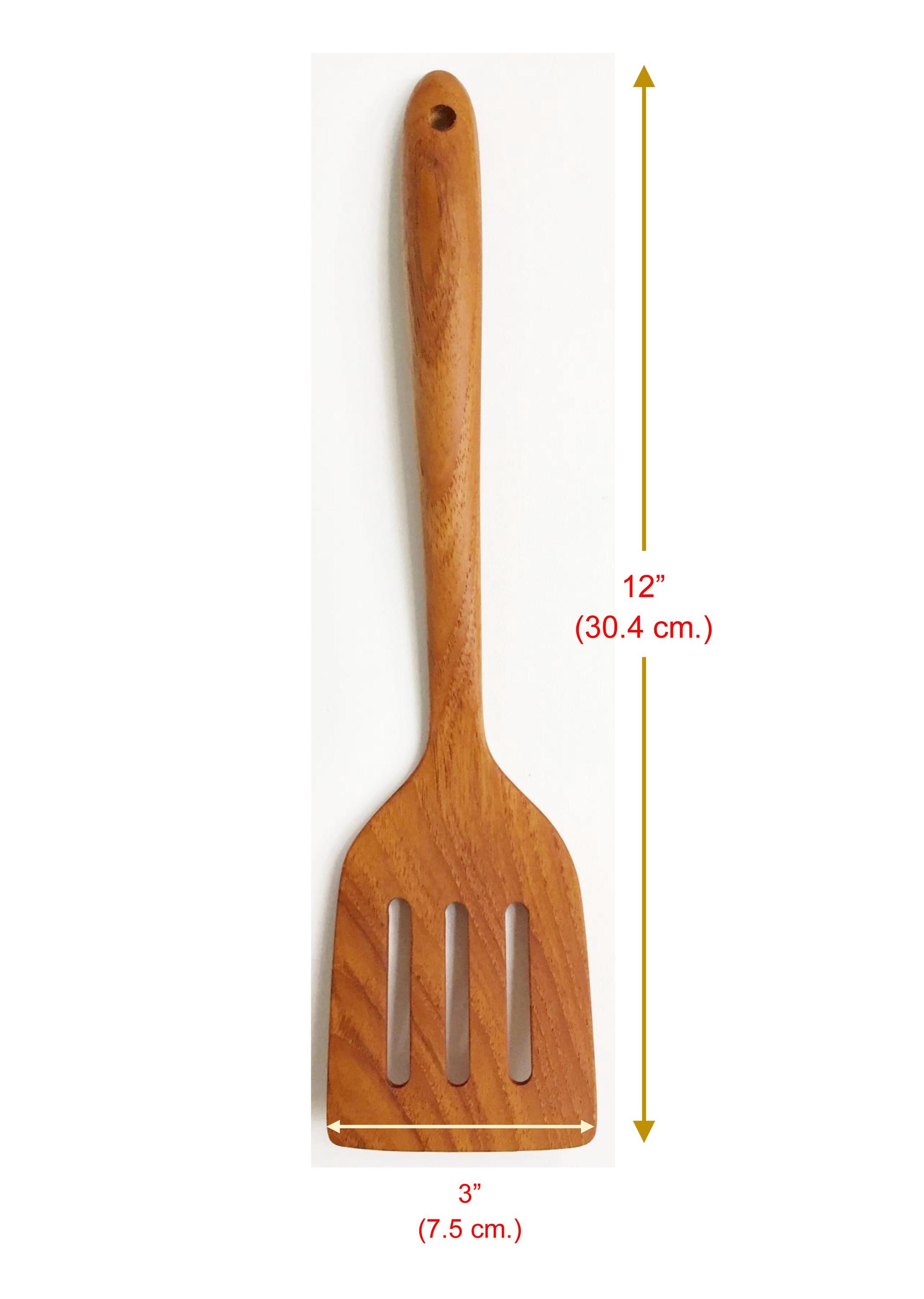 Golden Teak Spatula, 12-Inch Thin Wood Turner - Image 11