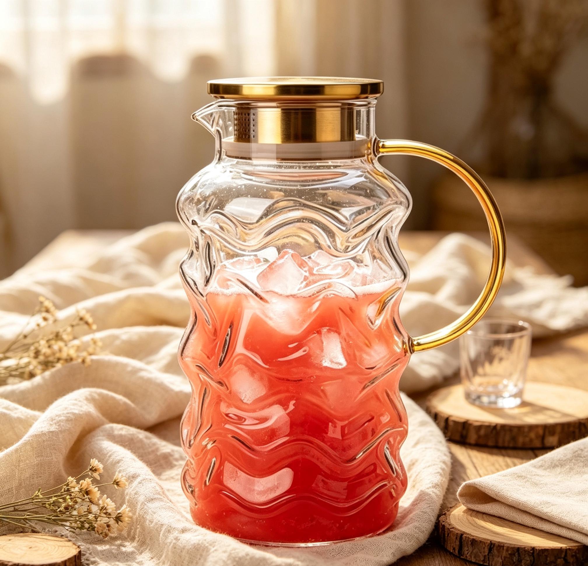 Borosilicate Glass Pitcher and Water Carafe with Textured Design - Image 4