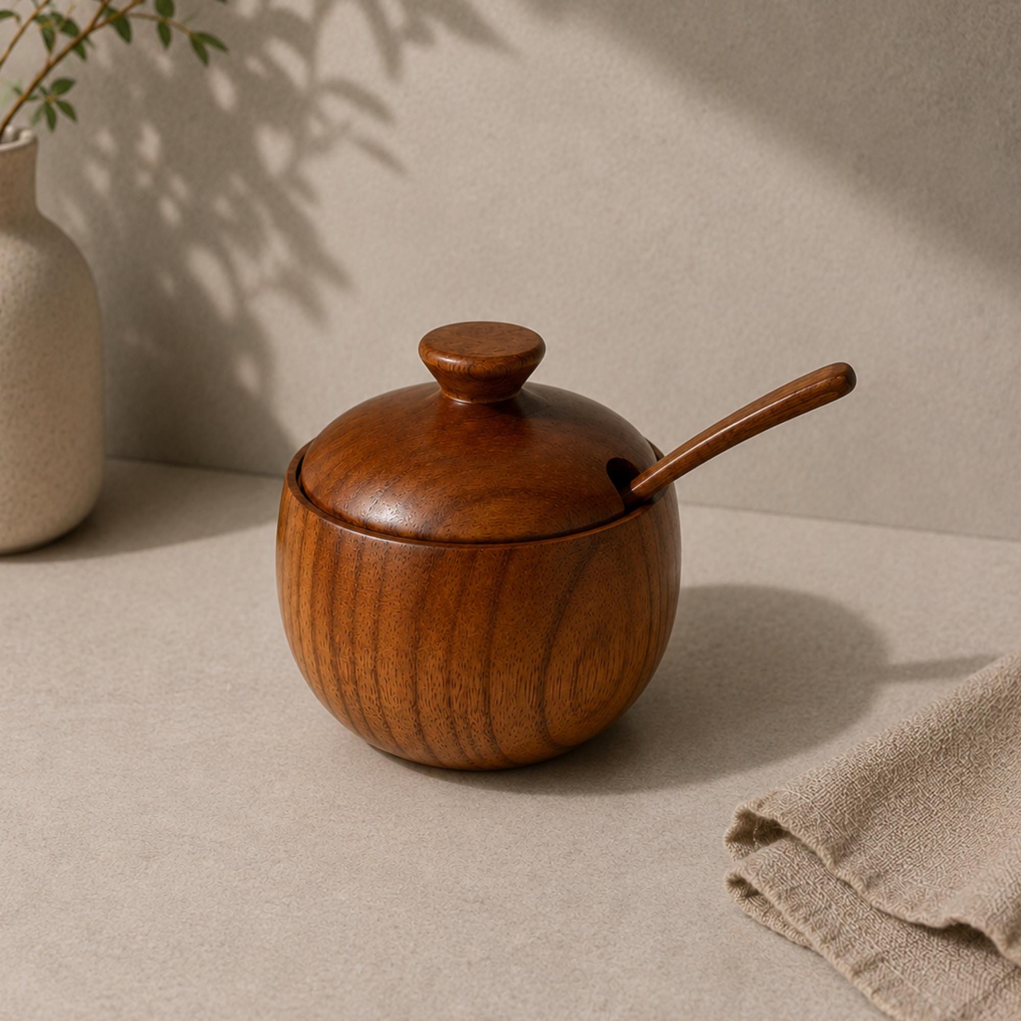 Wooden Seasoning Jar with Spoon - Image 4