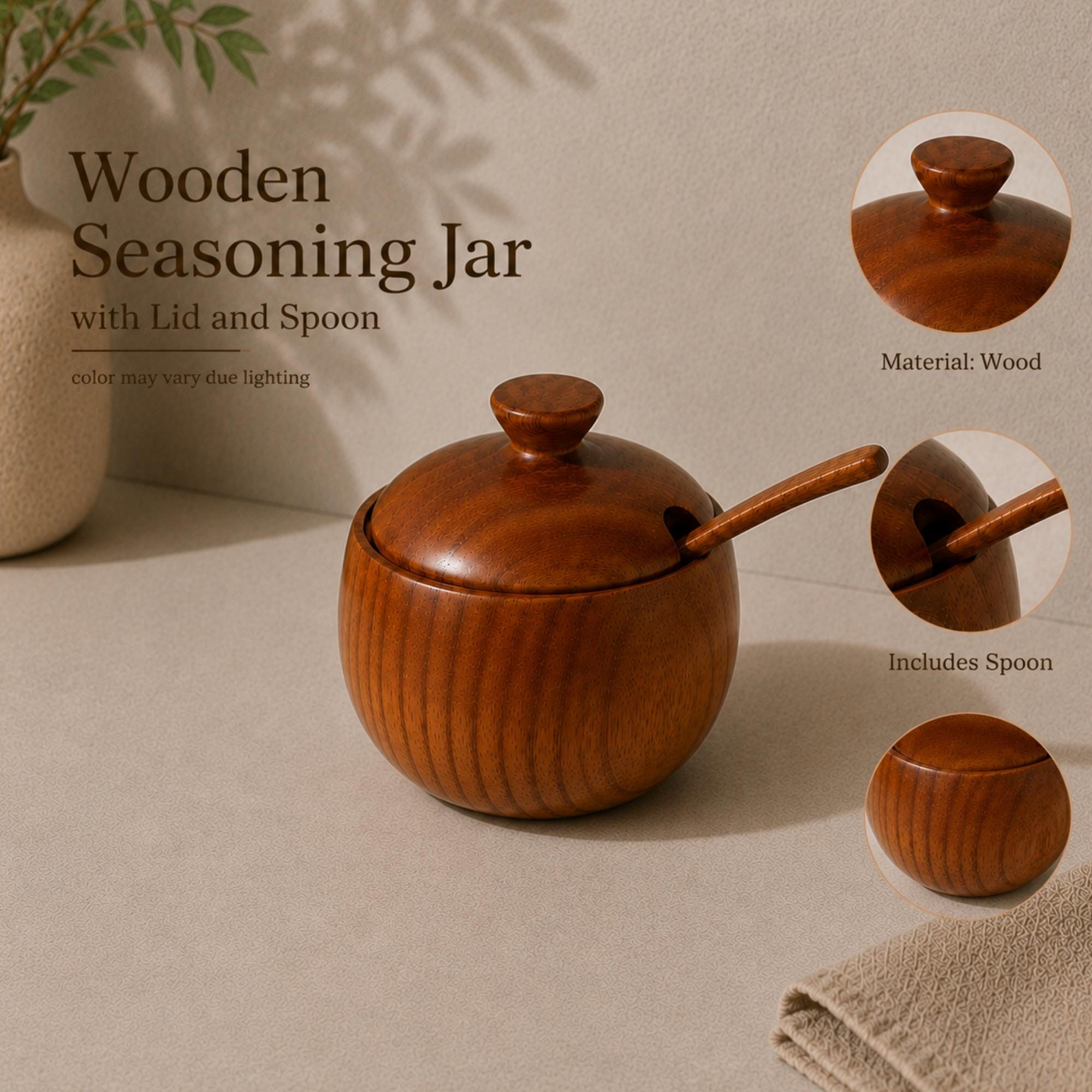 Wooden Seasoning Jar with Spoon - Image 10