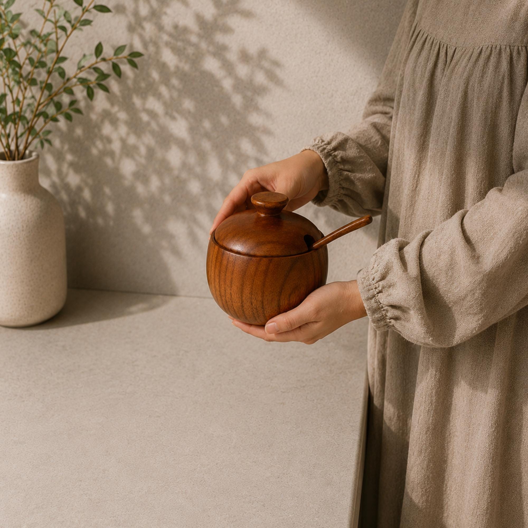 Wooden Seasoning Jar with Spoon - Image 6