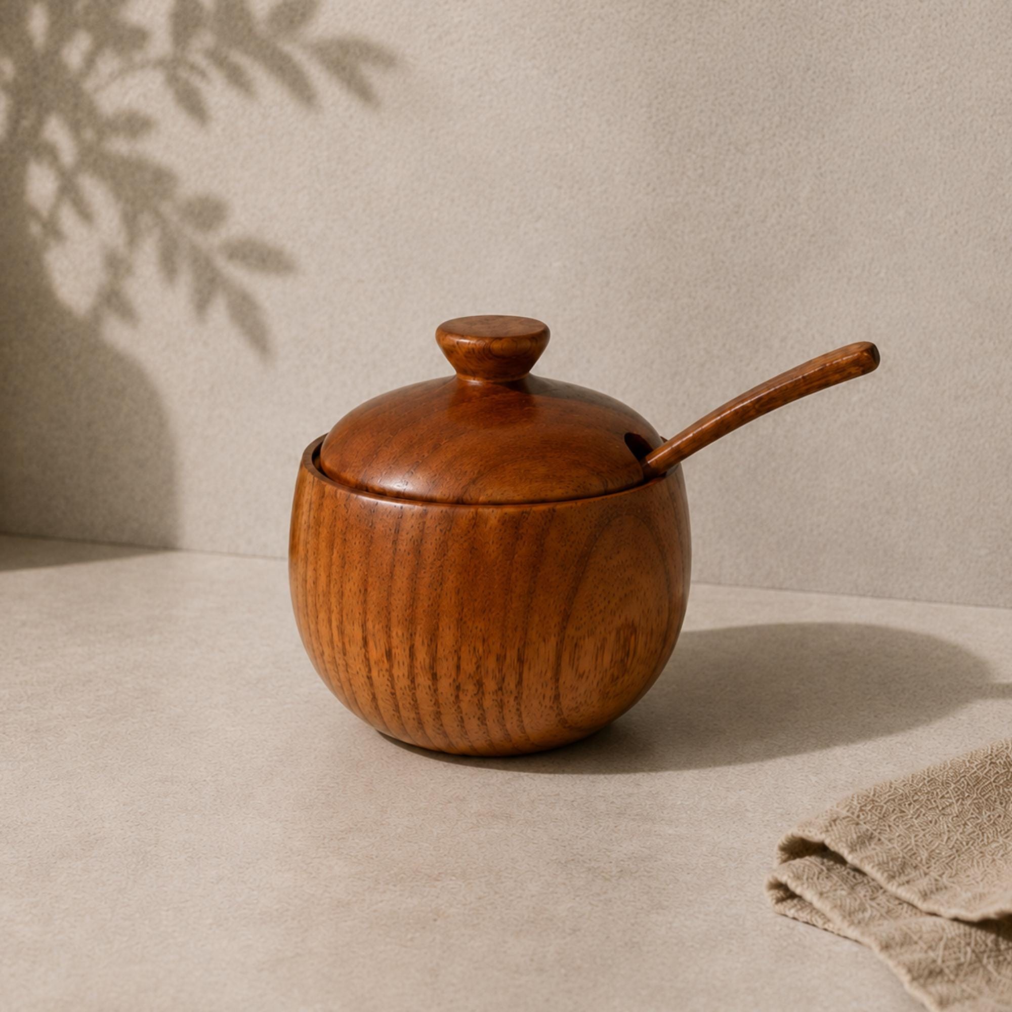 Wooden Seasoning Jar with Spoon - Image 2