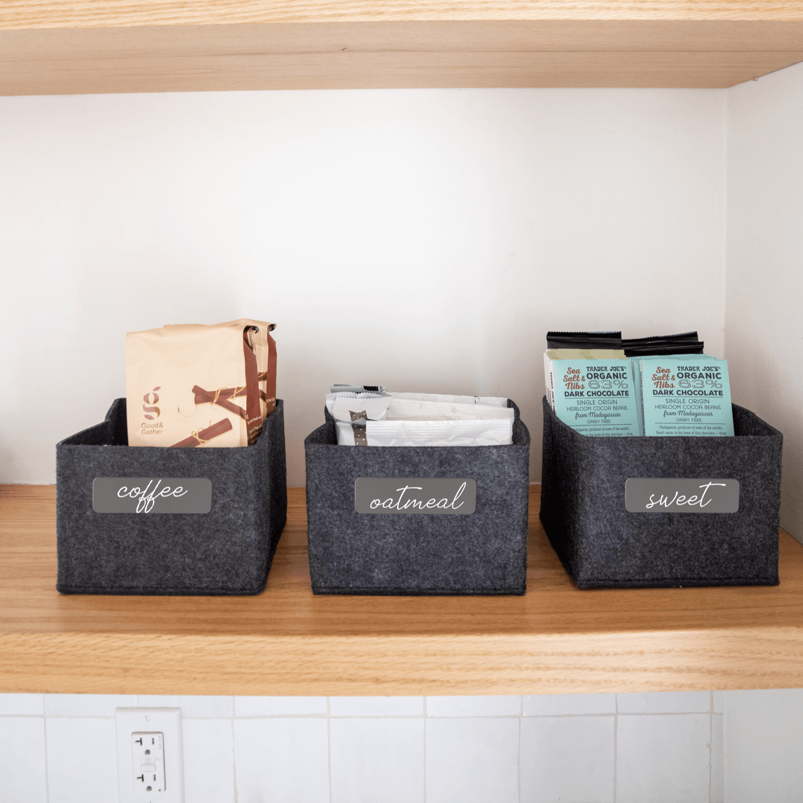 Pantry Storage Bin Set for Shelf Sorting