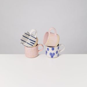 Large Refined Mix Ceramic Mug Set of Four